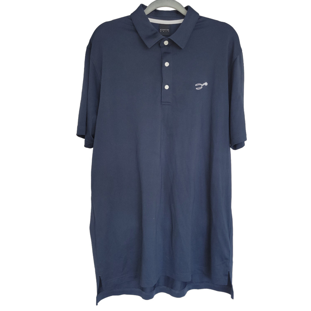 Dunning Golf  Performance Polo Player Jersey Navy Blue Polo Shirt Men Sz L